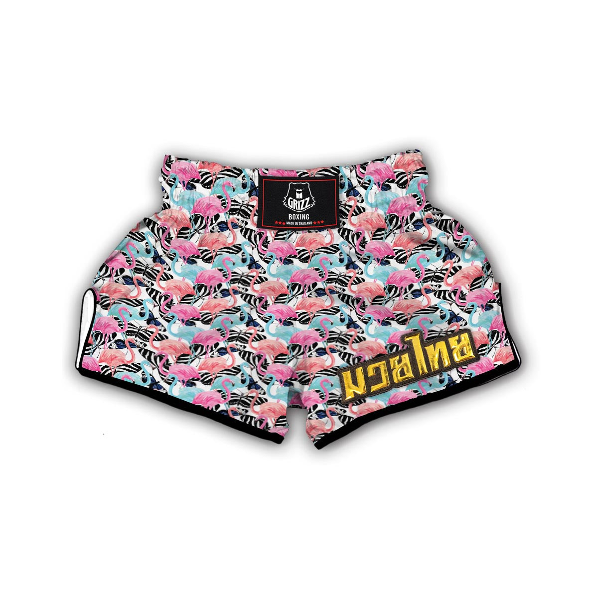 Flamingo Butterfly Hawaiian Tropical Pattern Print Muay Thai Boxing Shorts-grizzshop