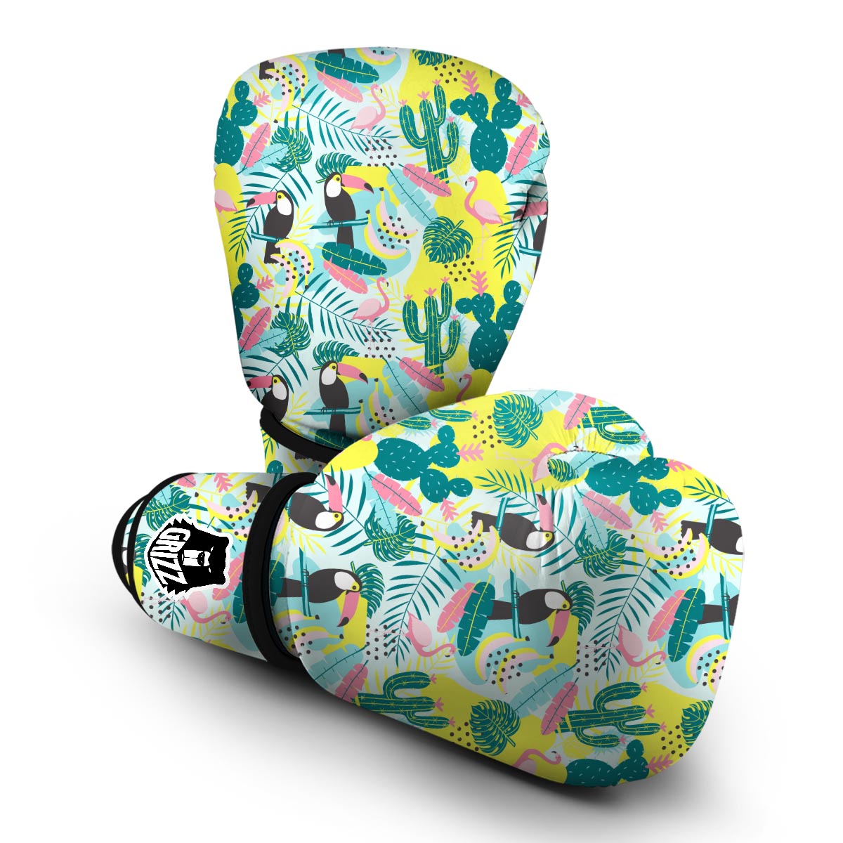 Flamingo Catus Tropical Hawaiian Pineapple Print Boxing Gloves-grizzshop