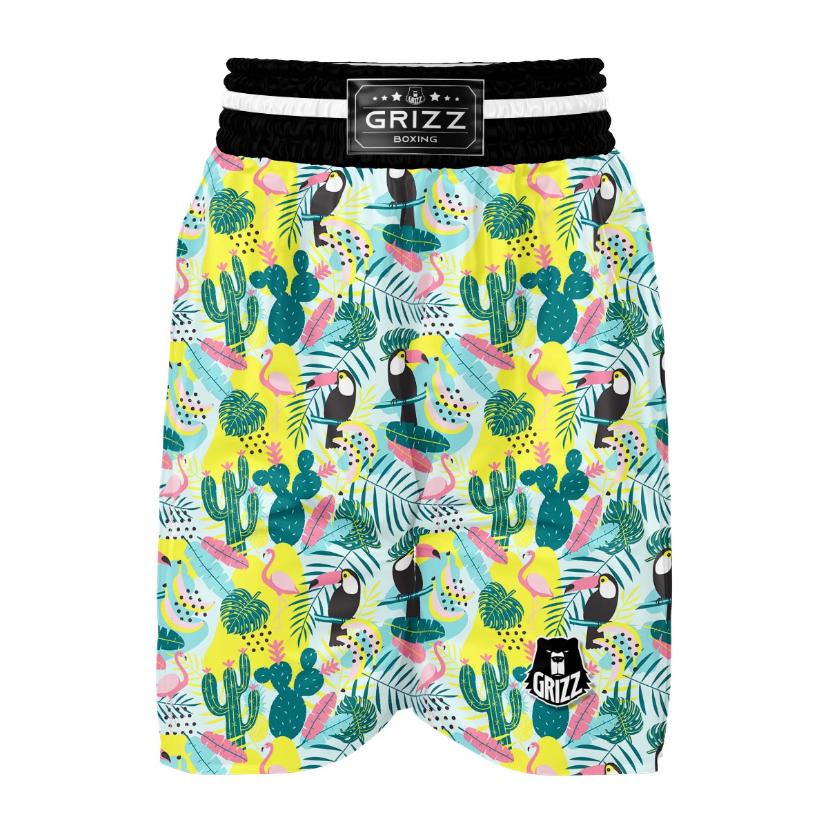 Flamingo Catus Tropical Hawaiian Pineapple Print Boxing Shorts-grizzshop