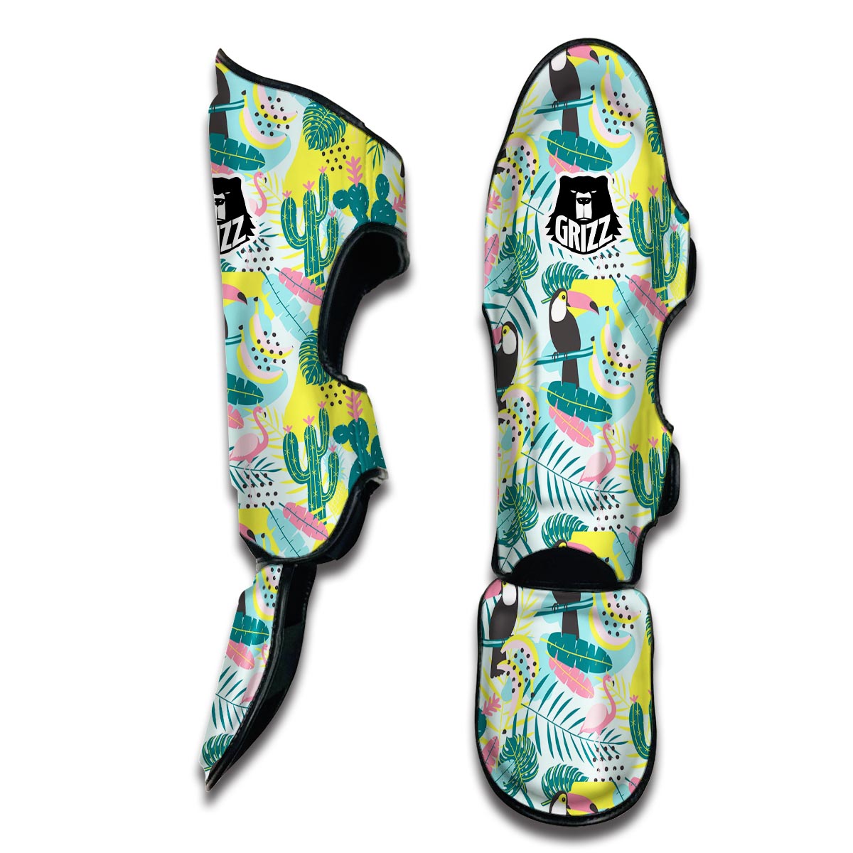 Flamingo Catus Tropical Hawaiian Pineapple Print Muay Thai Shin Guards-grizzshop