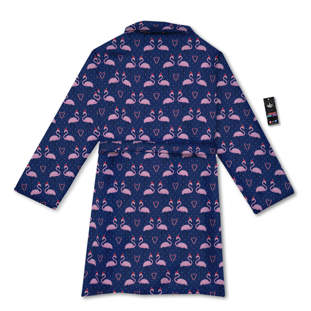 Flamingo Christmas Snowy Print Pattern Bathrobe-grizzshop