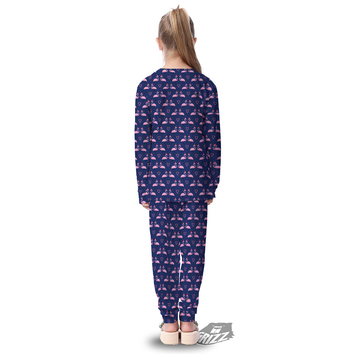 Flamingo Christmas Snowy Print Pattern Kid's Pajamas-grizzshop