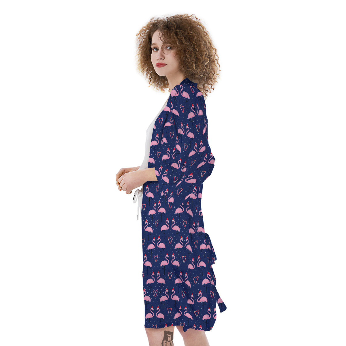 Flamingo Christmas Snowy Print Pattern Kimono-grizzshop