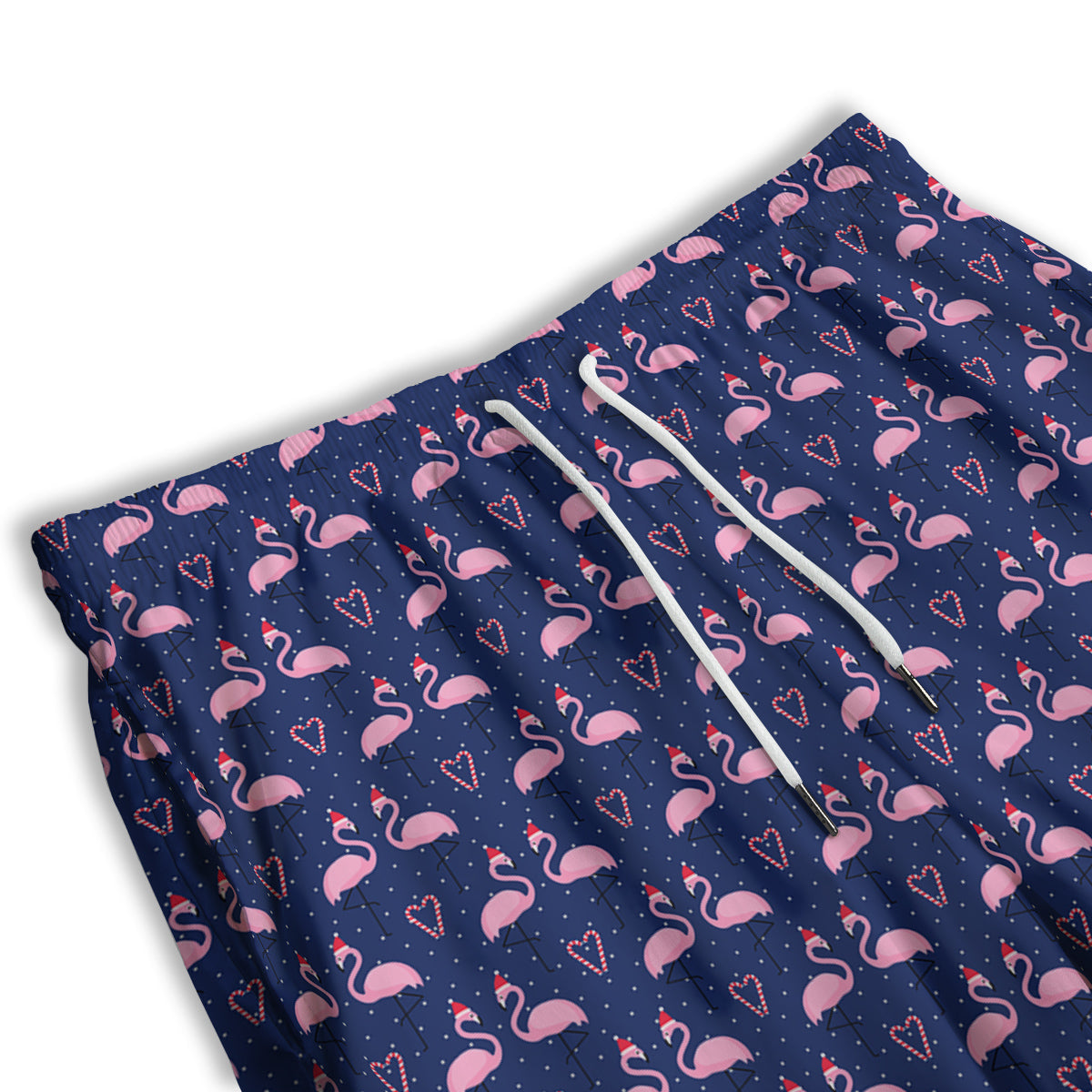 Flamingo Christmas Snowy Print Pattern Men's Athletic Shorts