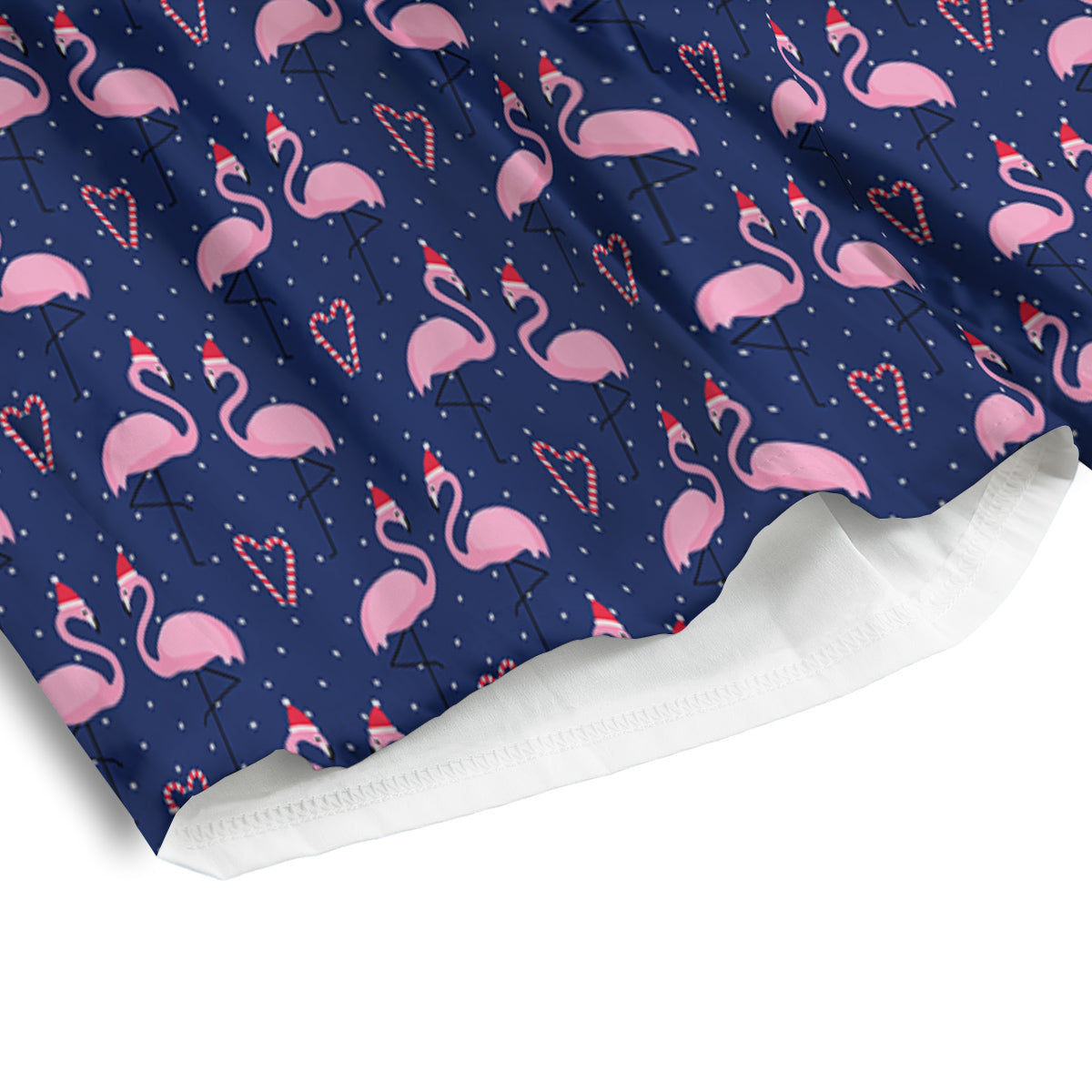 Flamingo Christmas Snowy Print Pattern Men's Athletic Shorts