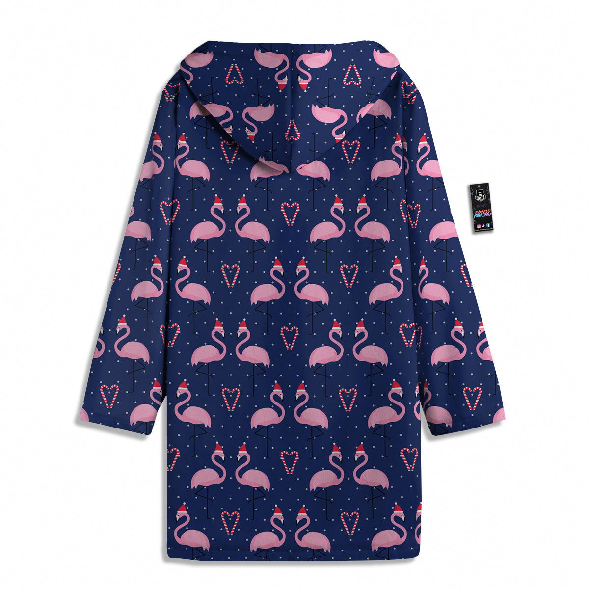 Flamingo Christmas Snowy Print Pattern Men's Windbreaker Jacket-grizzshop