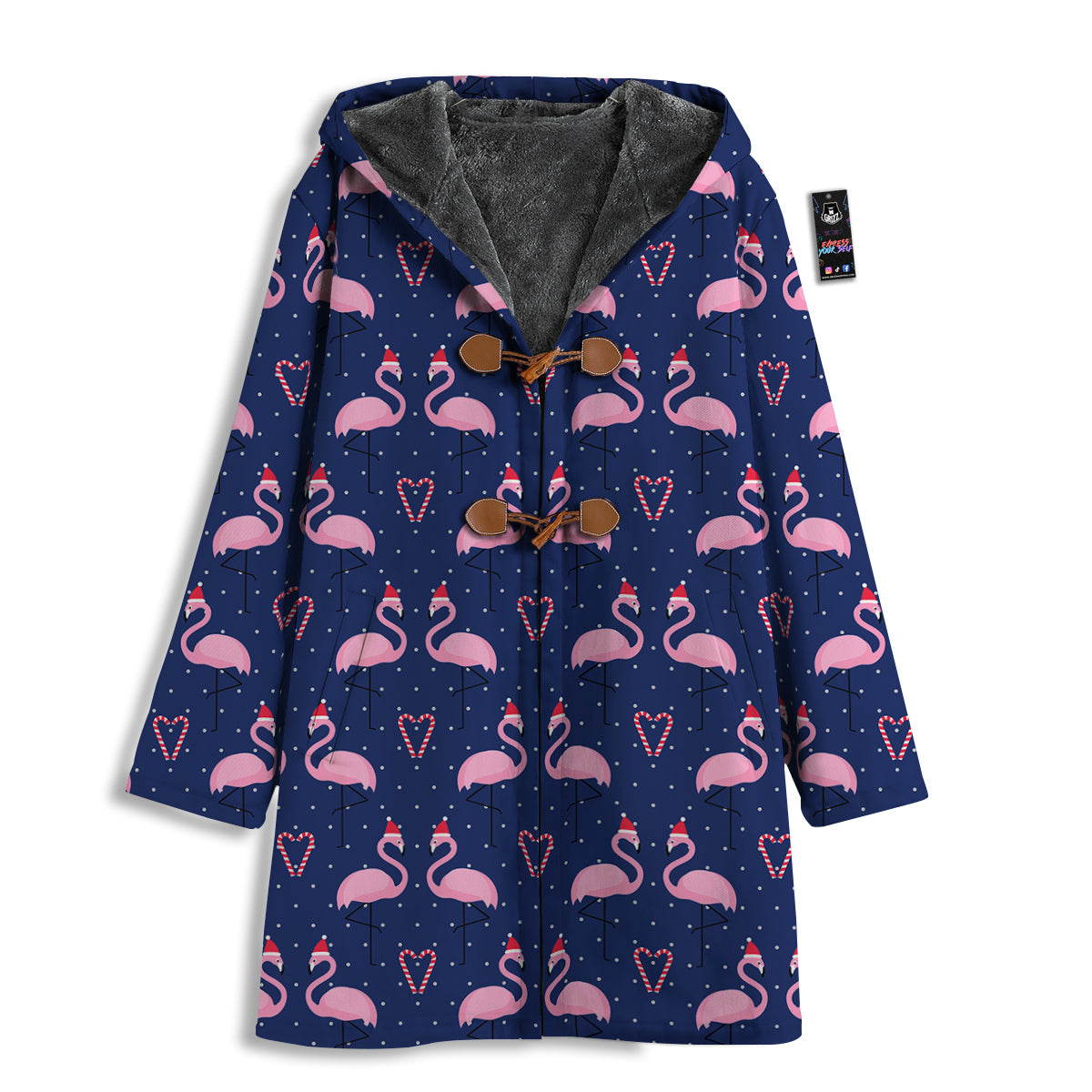 Flamingo Christmas Snowy Print Pattern Men's Windbreaker Jacket-grizzshop