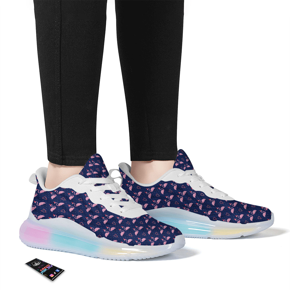 Flamingo Christmas Snowy Print Pattern Running Sneakers-grizzshop