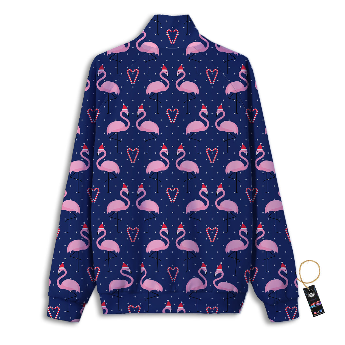 Flamingo Christmas Snowy Print Pattern Track Jacket-grizzshop
