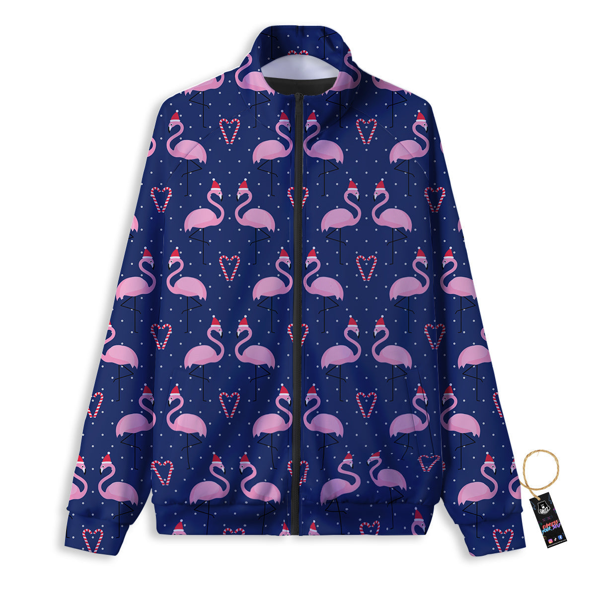Flamingo Christmas Snowy Print Pattern Track Jacket-grizzshop