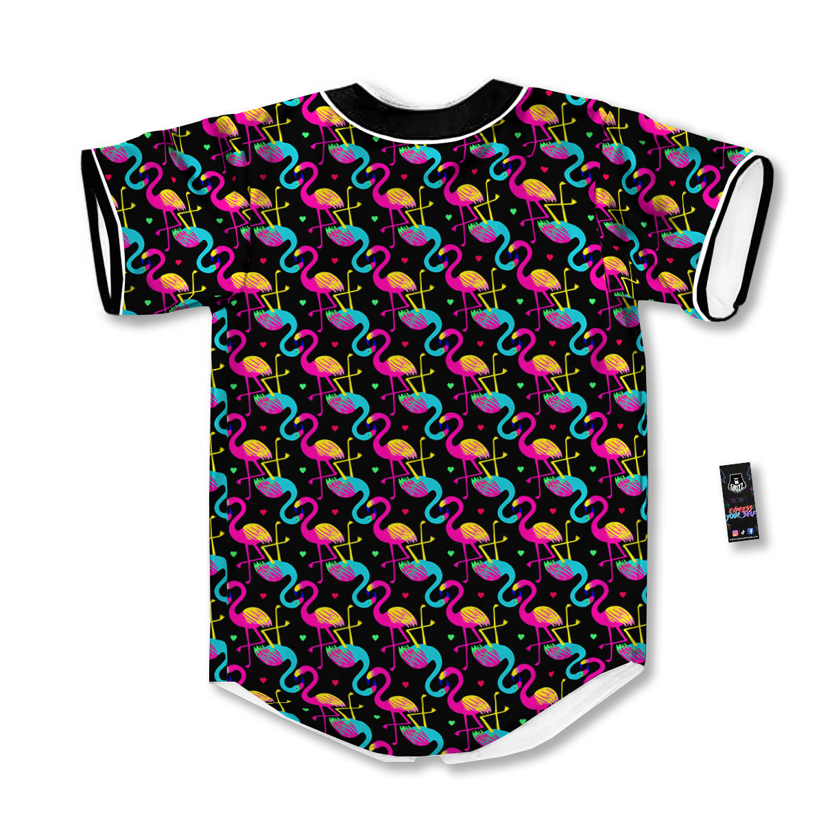 Flamingo Colorful Print Pattern Baseball Jersey-grizzshop