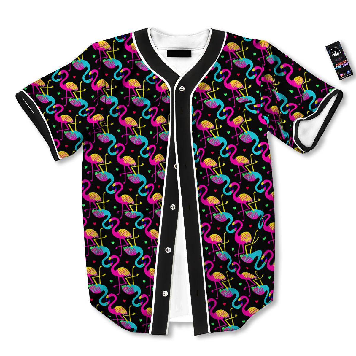 Flamingo Colorful Print Pattern Baseball Jersey-grizzshop