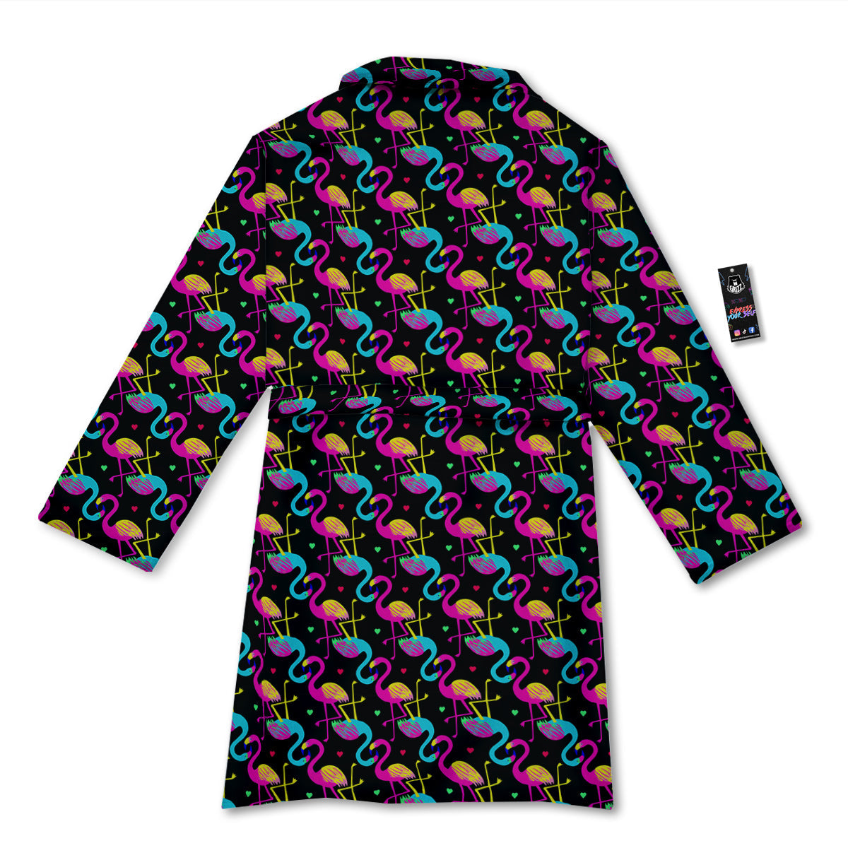 Flamingo Colorful Print Pattern Bathrobe-grizzshop