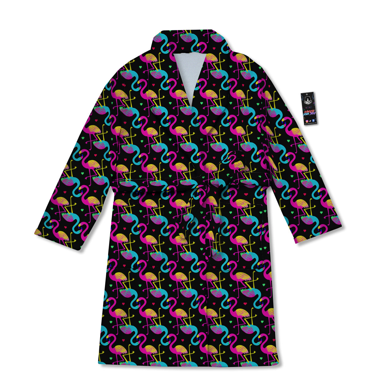 Flamingo Colorful Print Pattern Bathrobe-grizzshop