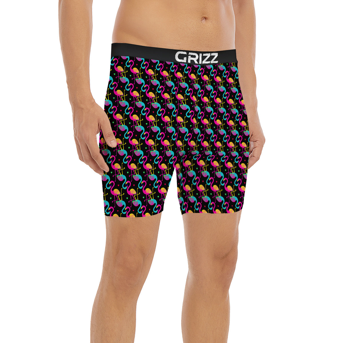 Flamingo Colorful Print Pattern Boxer Briefs-grizzshop
