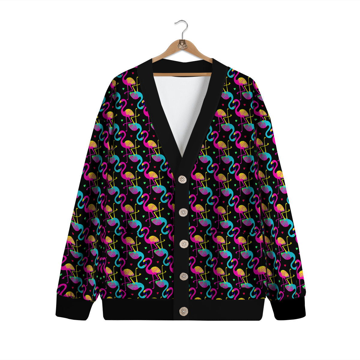 Flamingo Colorful Print Pattern Cardigan-grizzshop