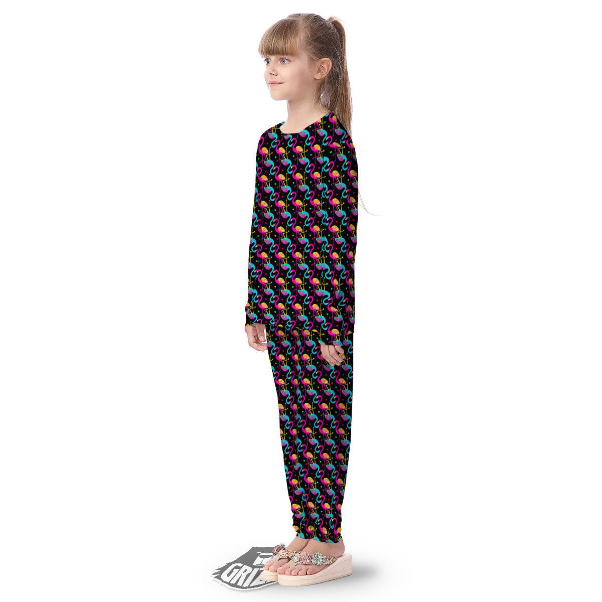 Flamingo Colorful Print Pattern Kid's Pajamas-grizzshop