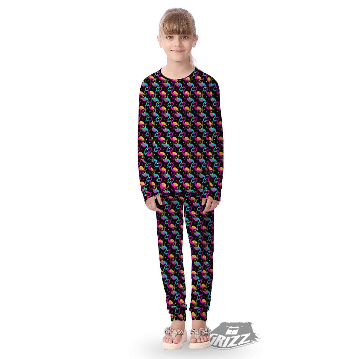 Flamingo Colorful Print Pattern Kid's Pajamas-grizzshop