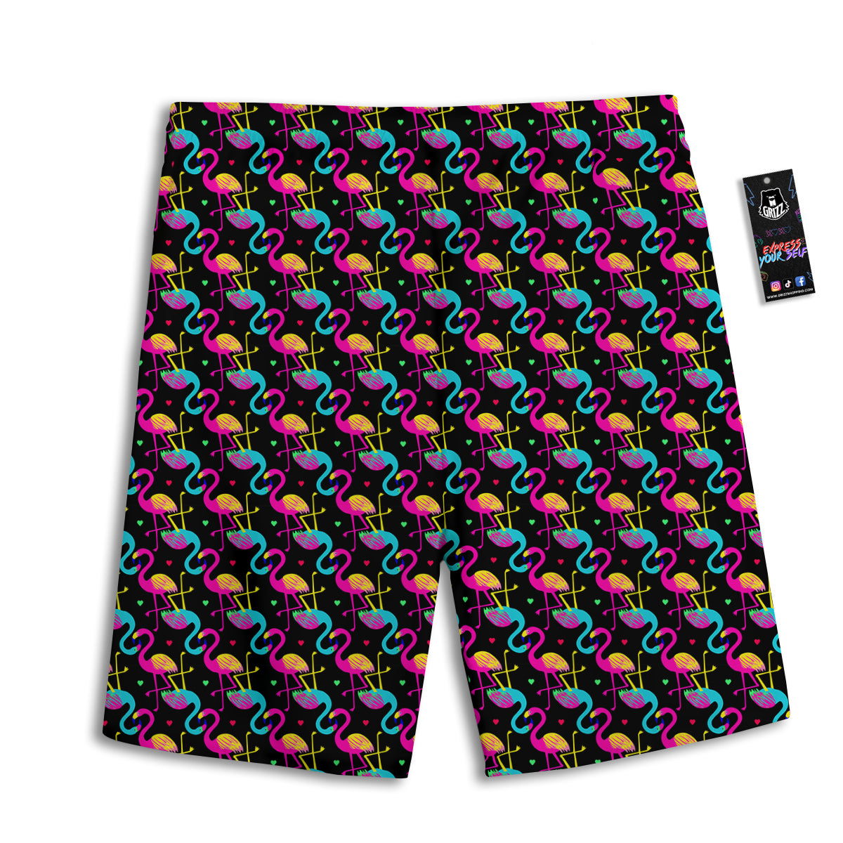 Flamingo Colorful Print Pattern Men's Athletic Shorts