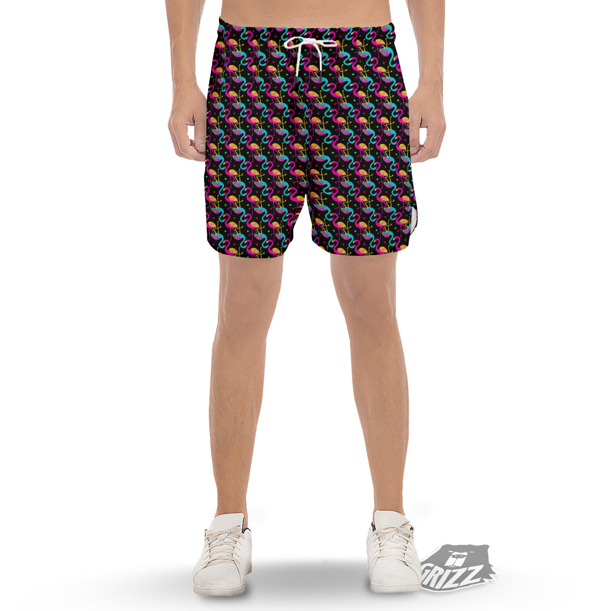 Flamingo Colorful Print Pattern Men's Gym Shorts-grizzshop