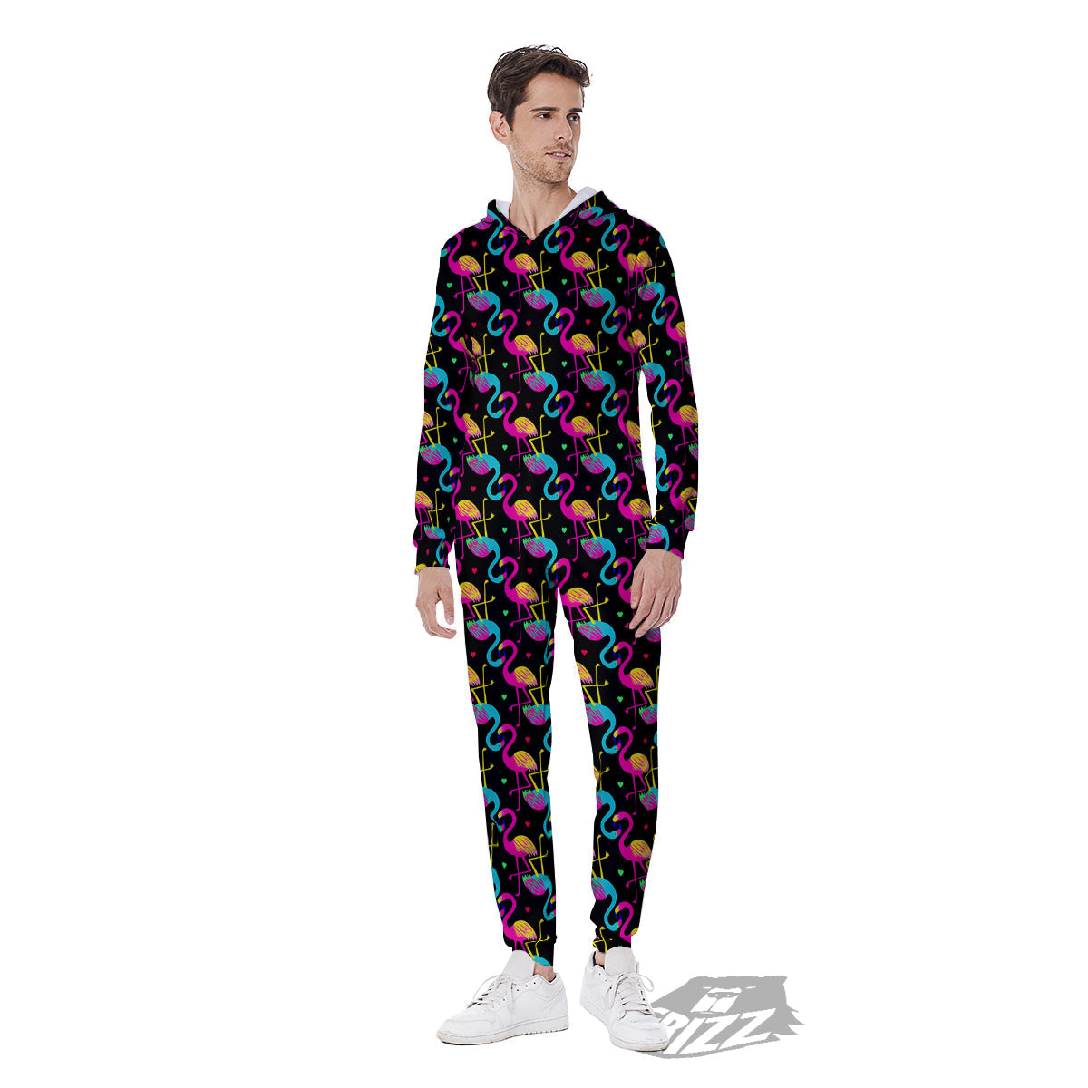 Flamingo Colorful Print Pattern Men's Jumpsuit-grizzshop