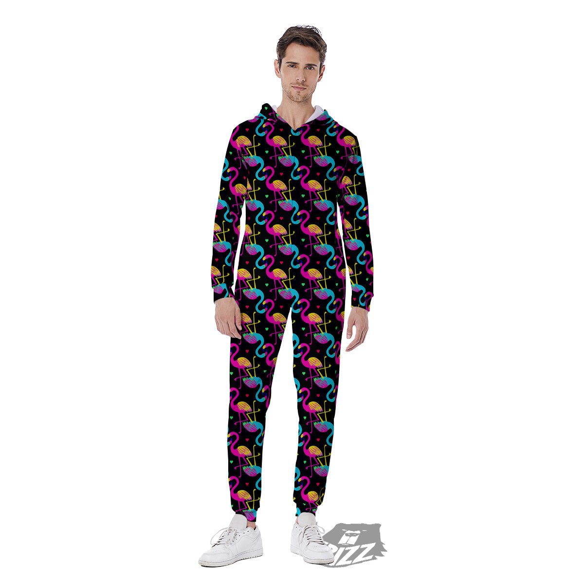 Flamingo Colorful Print Pattern Men's Jumpsuit-grizzshop