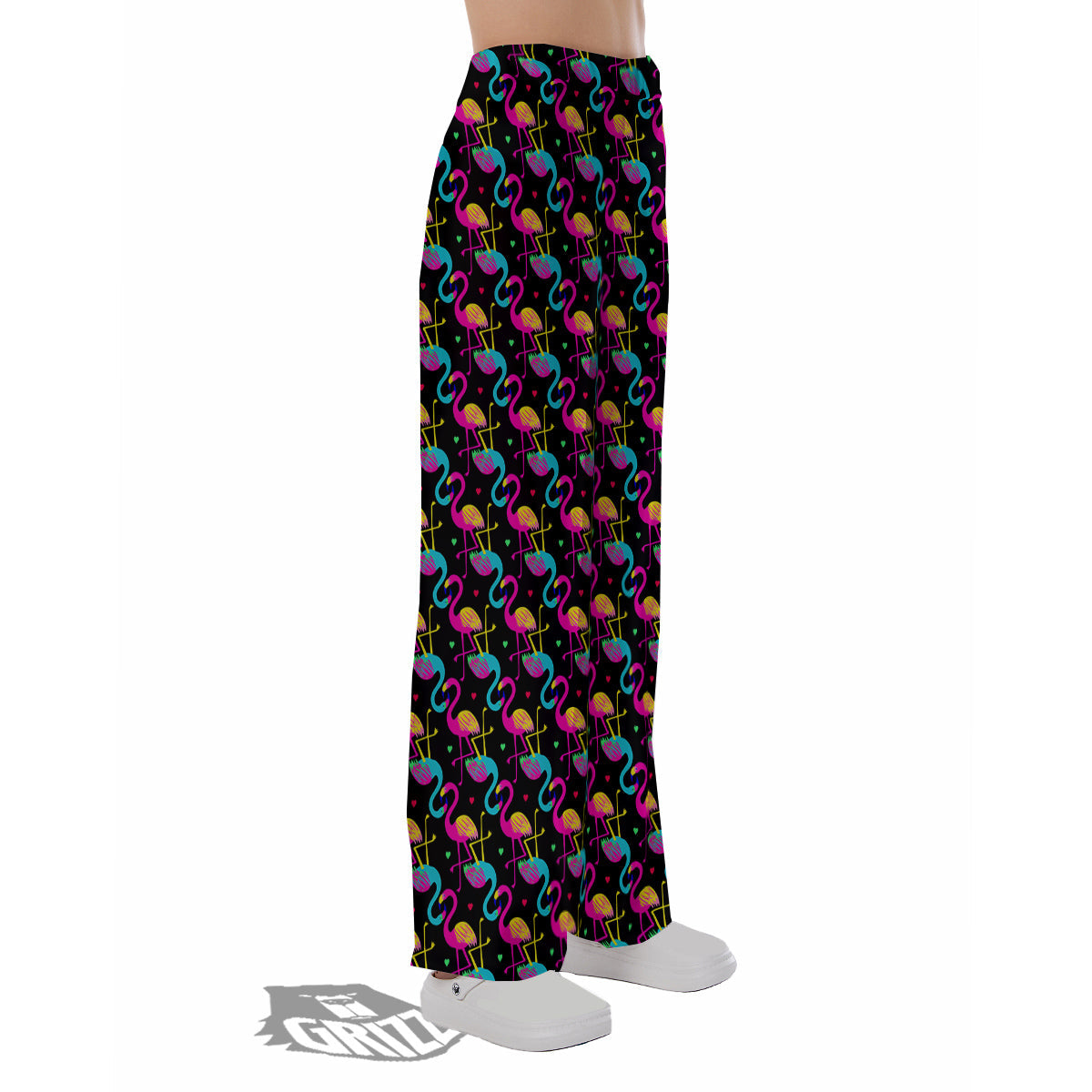 Flamingo Colorful Print Pattern Pajama Pants-grizzshop