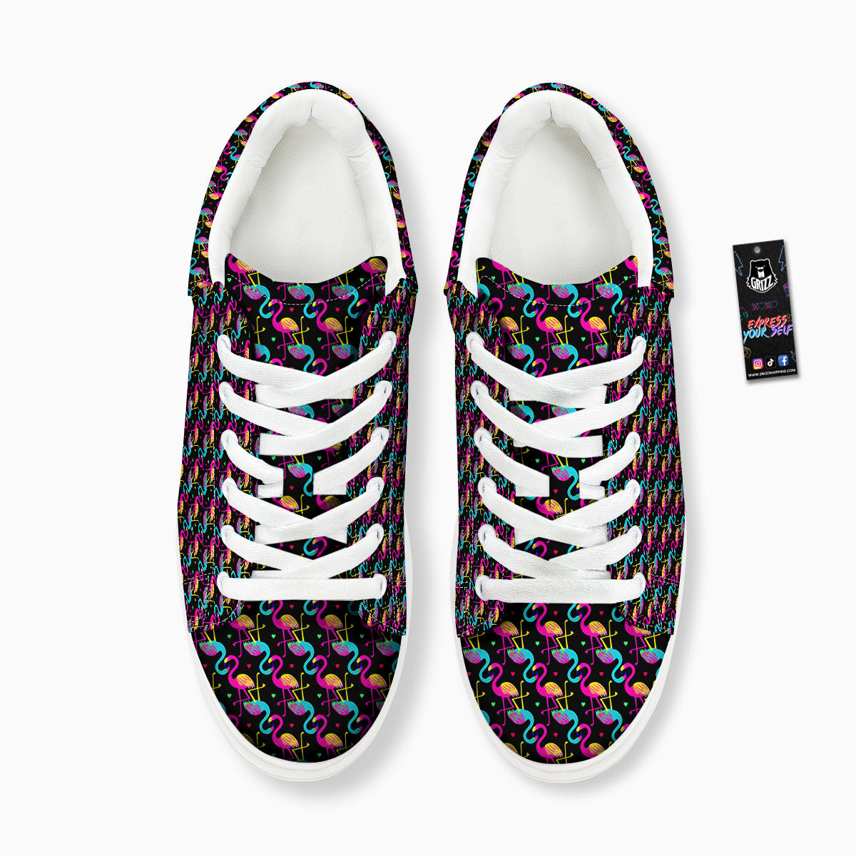 Flamingo Colorful Print Pattern Platform Shoes-grizzshop