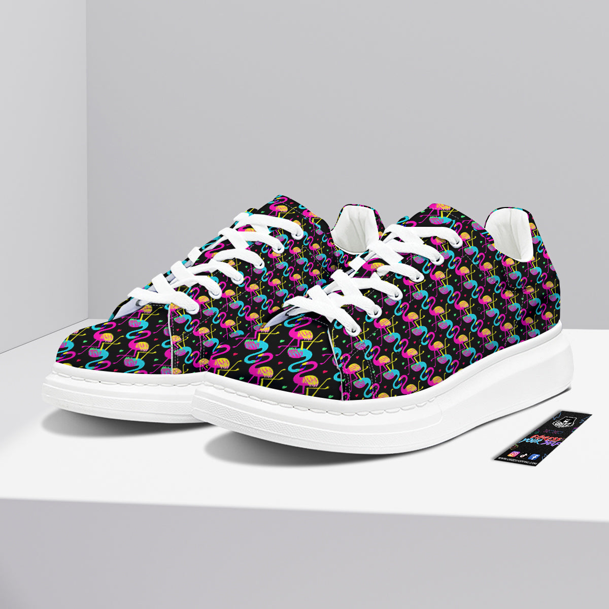 Flamingo Colorful Print Pattern Platform Shoes-grizzshop