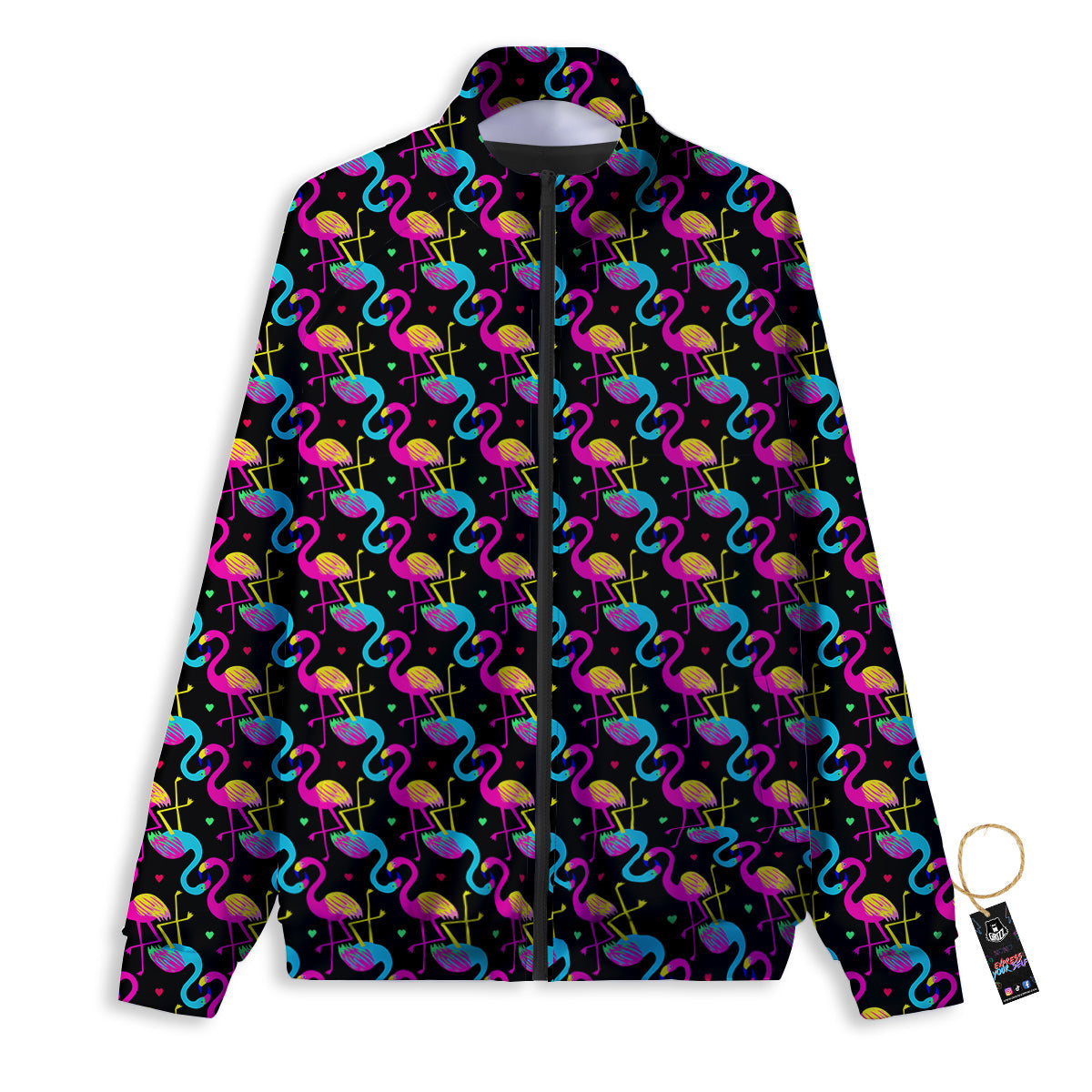 Flamingo Colorful Print Pattern Track Jacket-grizzshop