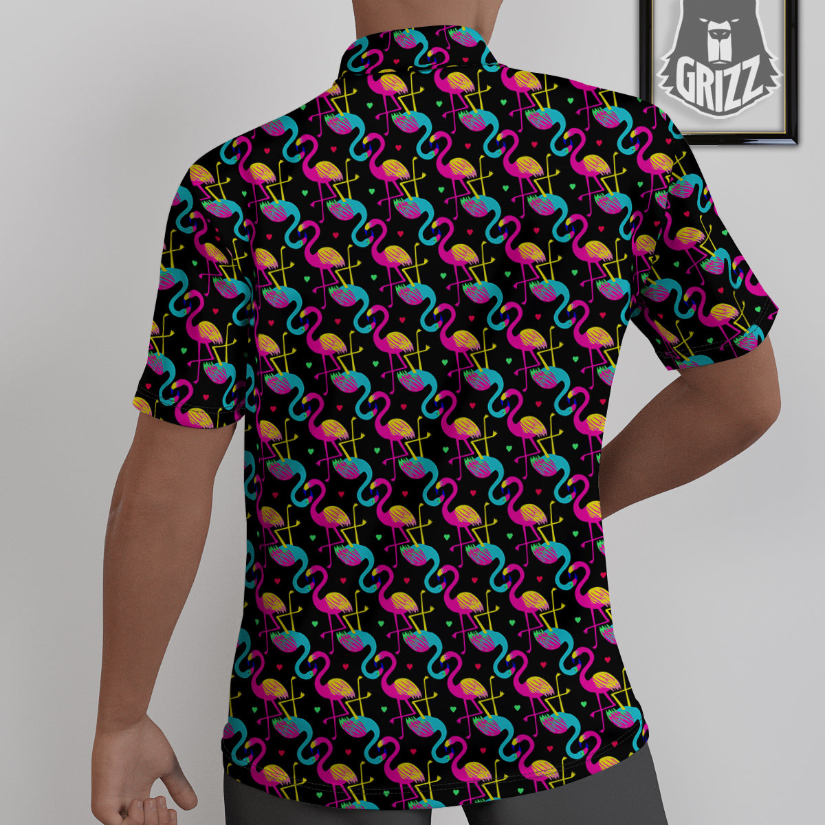 Flamingo Colorful Print Pattern Untucked Shirts-grizzshop