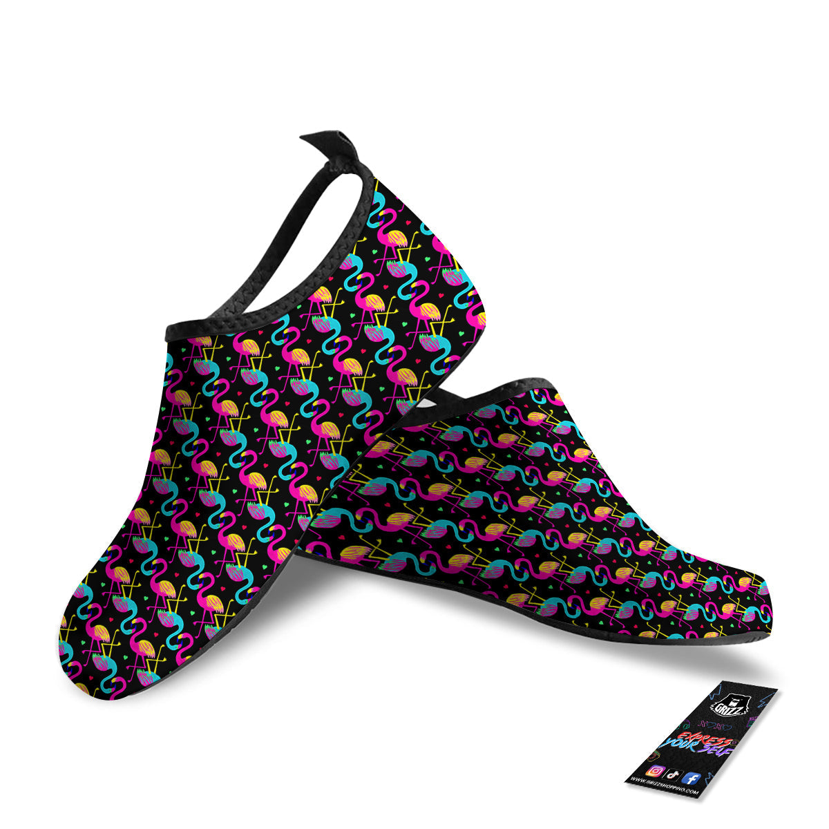 Flamingo Colorful Print Pattern Water Shoes-grizzshop