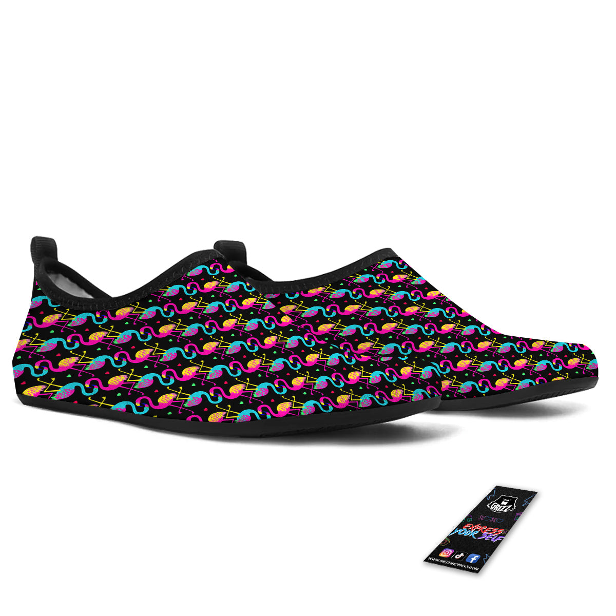Flamingo Colorful Print Pattern Water Shoes-grizzshop