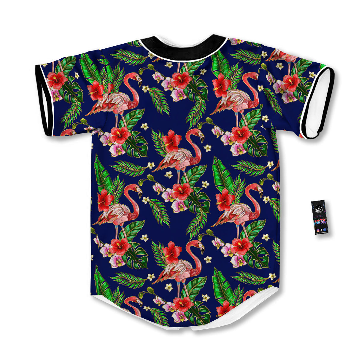 Flamingo Floral Tropical Print Pattern Baseball Jersey-grizzshop