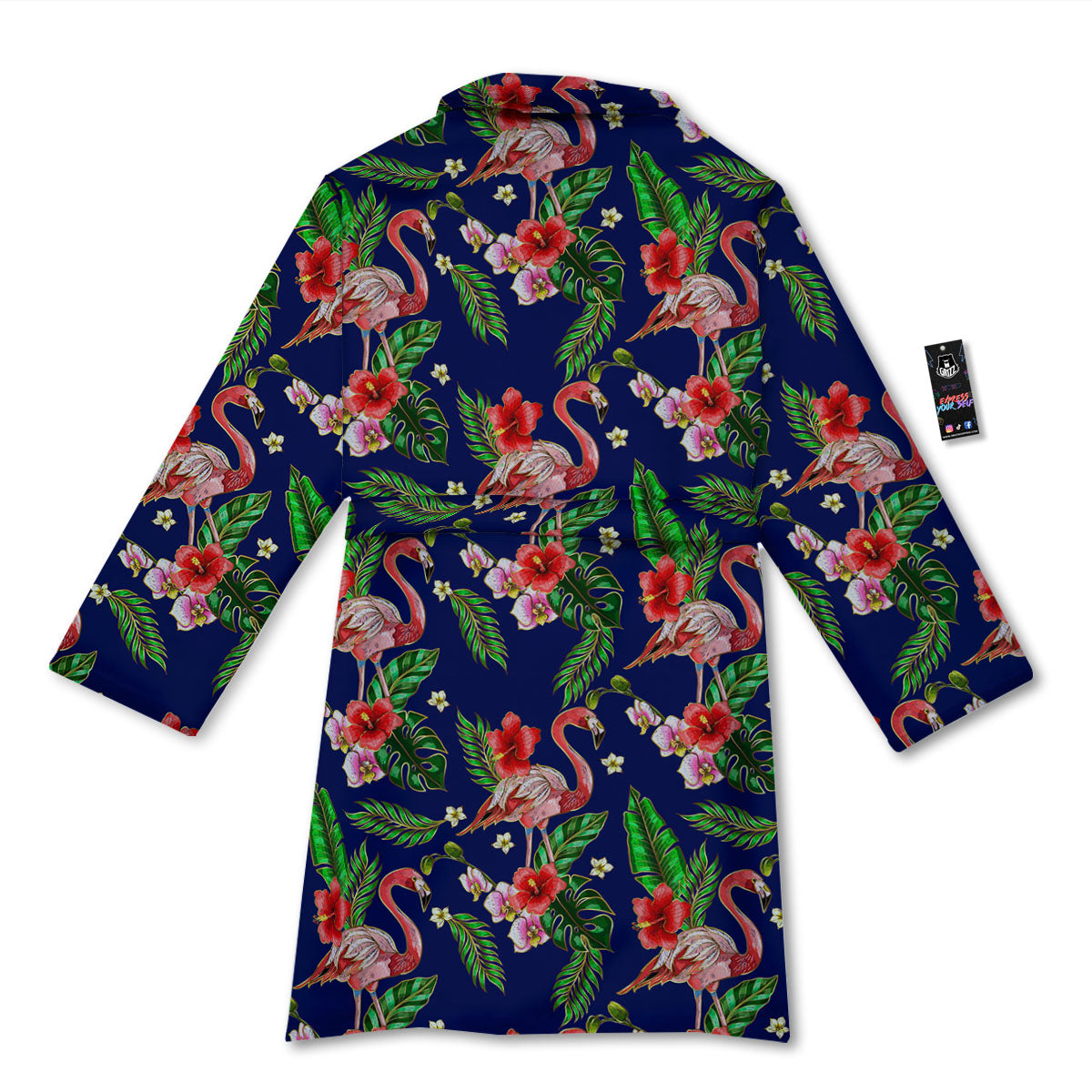 Flamingo Floral Tropical Print Pattern Bathrobe-grizzshop