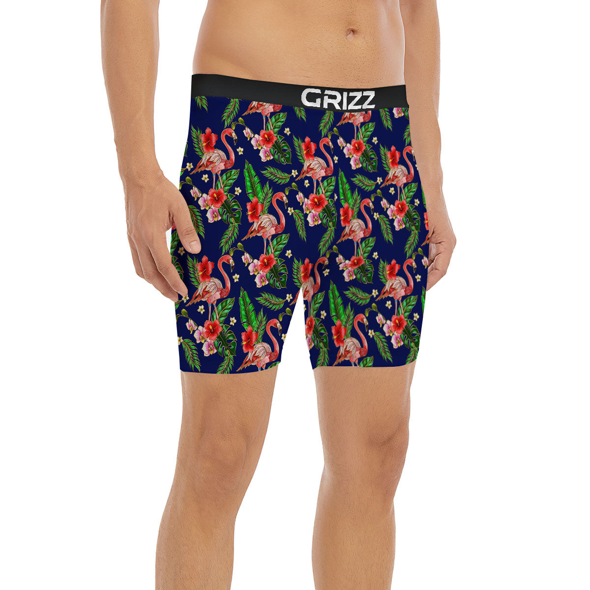 Flamingo Floral Tropical Print Pattern Boxer Briefs-grizzshop
