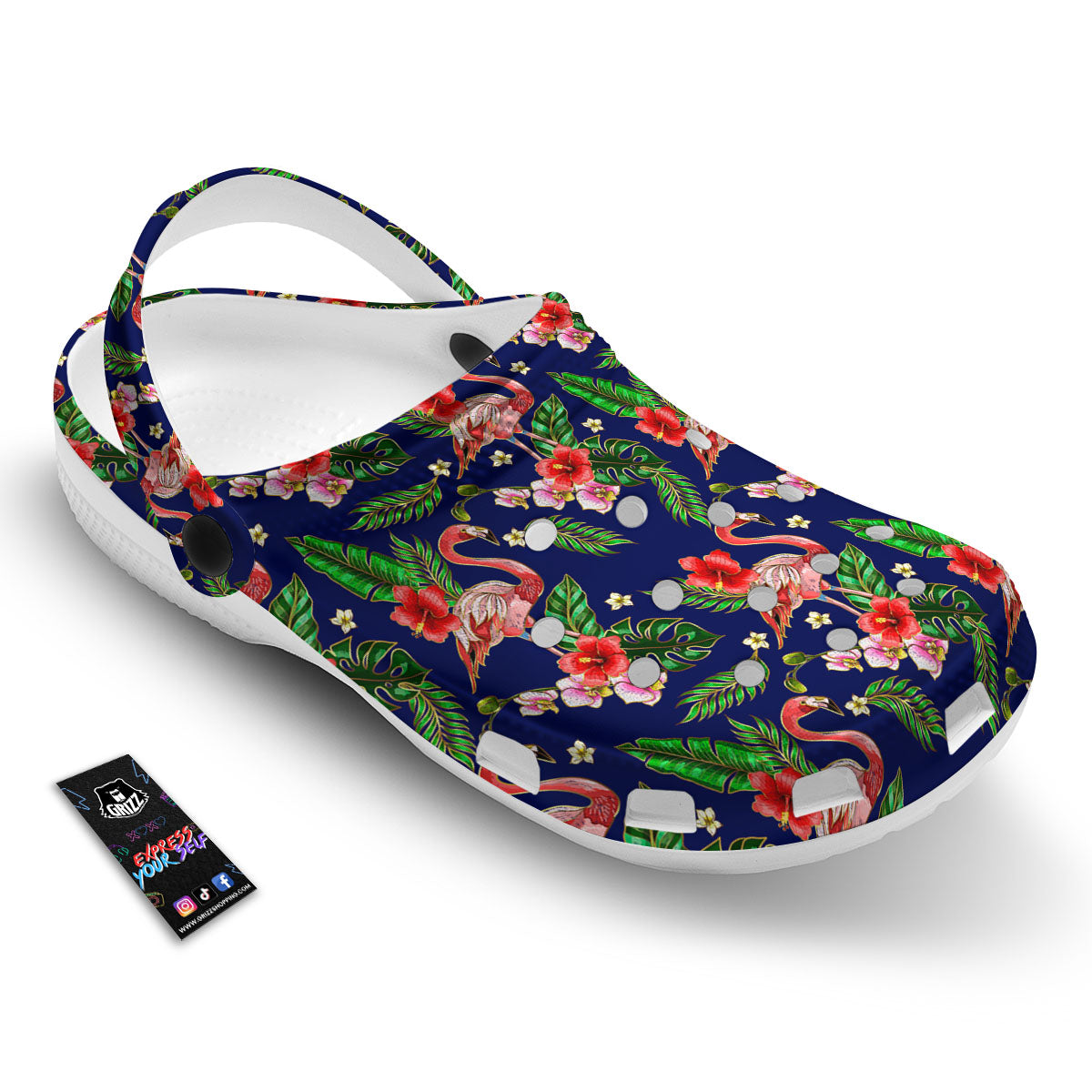 Flamingo Floral Tropical Print Pattern Clog-grizzshop