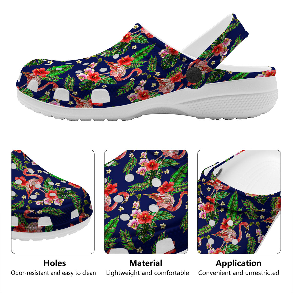 Flamingo Floral Tropical Print Pattern Clog-grizzshop
