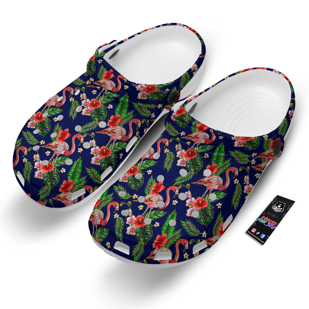 Flamingo Floral Tropical Print Pattern Clog-grizzshop
