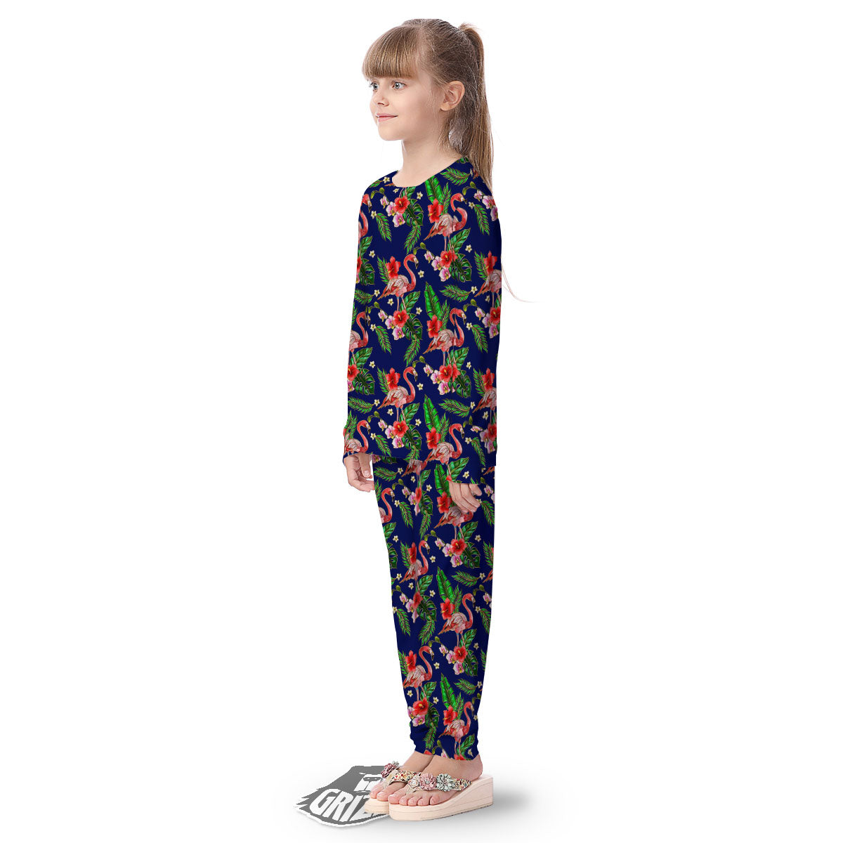 Flamingo Floral Tropical Print Pattern Kid's Pajamas-grizzshop