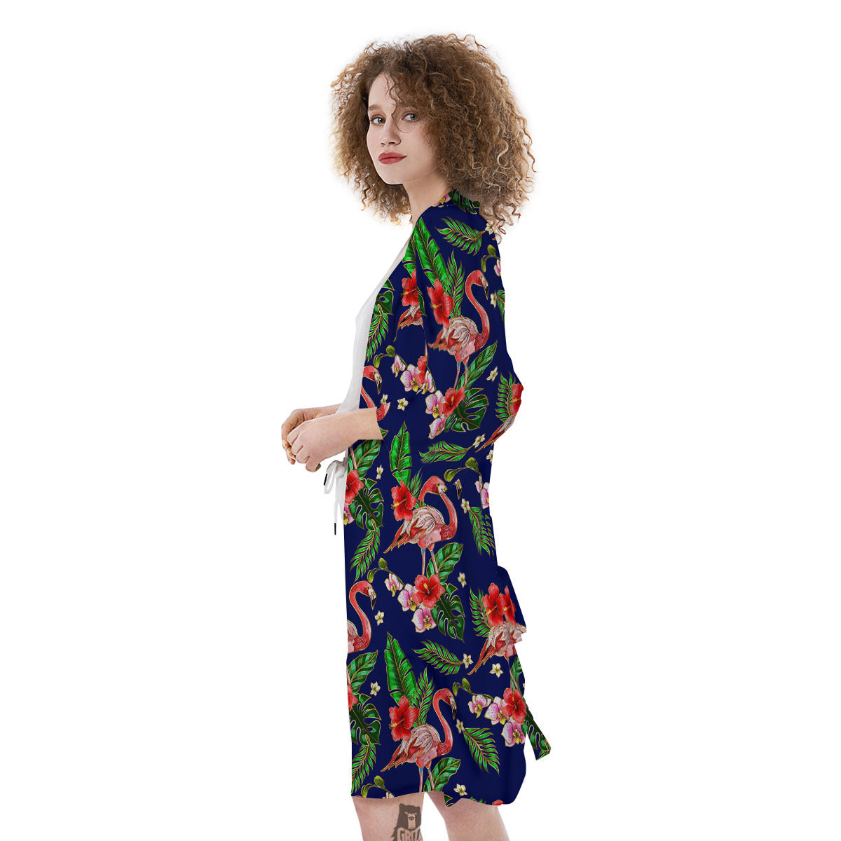 Flamingo Floral Tropical Print Pattern Kimono-grizzshop