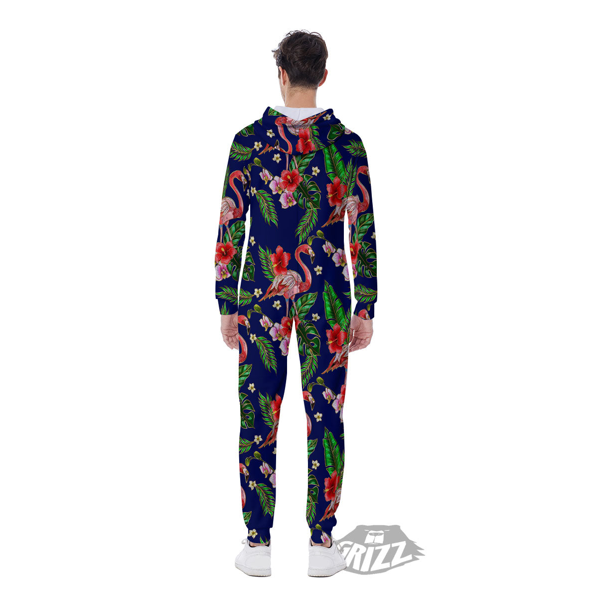 Flamingo Floral Tropical Print Pattern Men's Jumpsuit-grizzshop