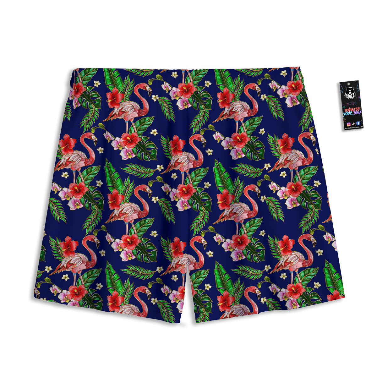 Flamingo Floral Tropical Print Pattern Mesh Shorts