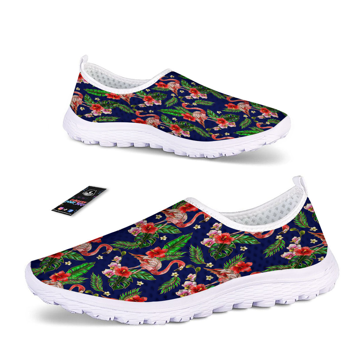 Flamingo Floral Tropical Print Pattern Nurse Shoes-grizzshop