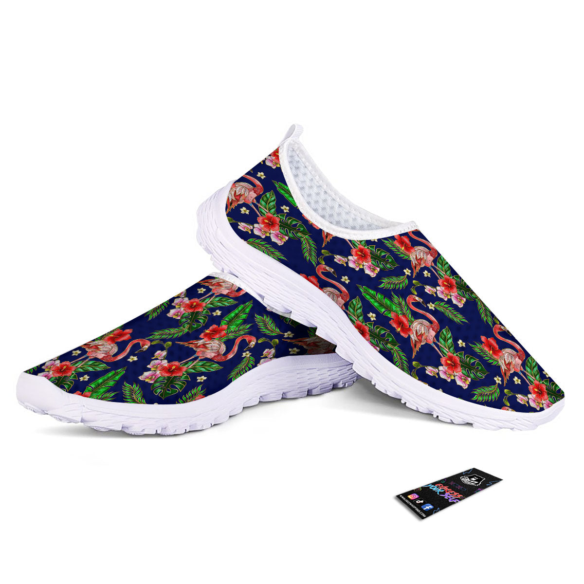 Flamingo Floral Tropical Print Pattern Nurse Shoes-grizzshop