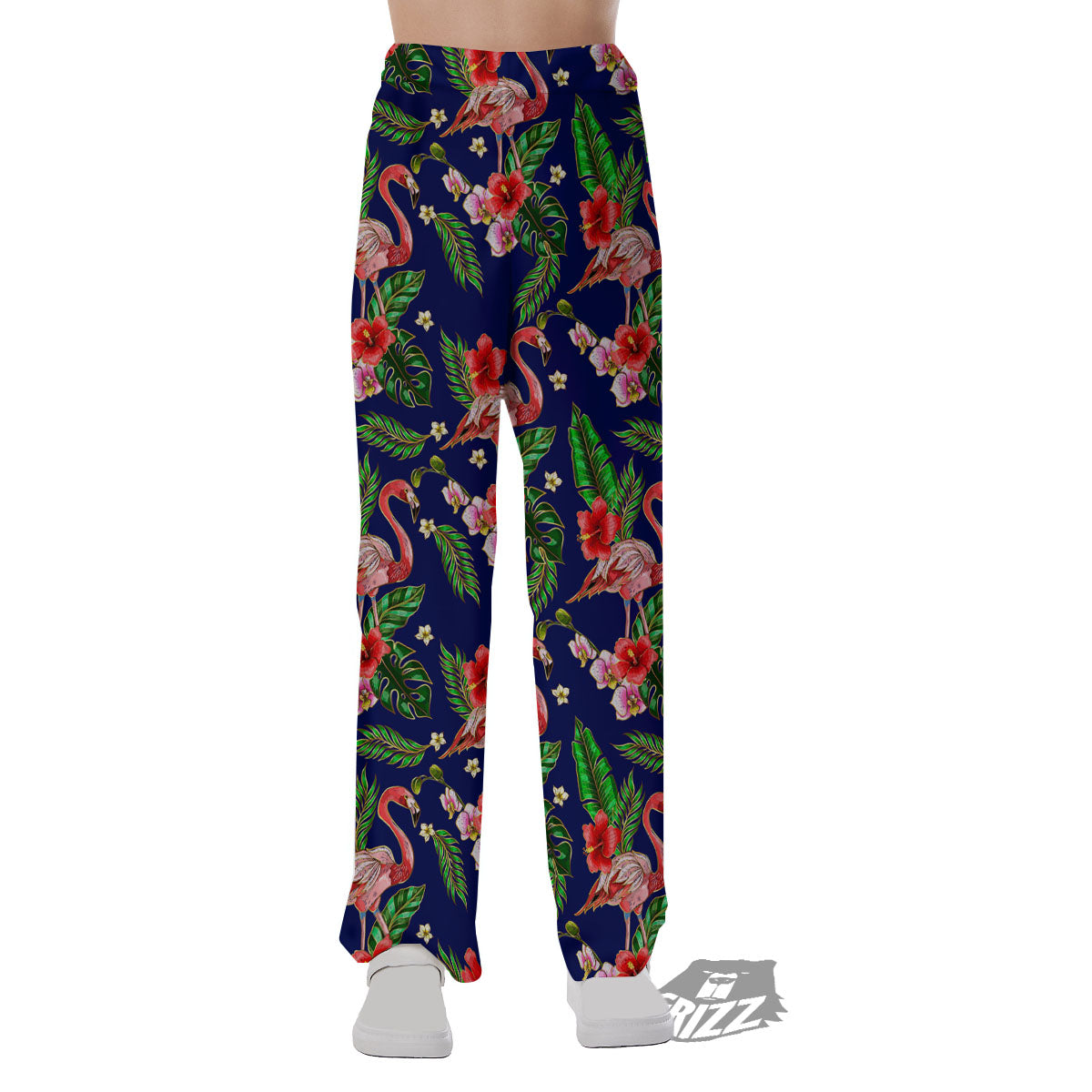 Flamingo Floral Tropical Print Pattern Pajama Pants-grizzshop