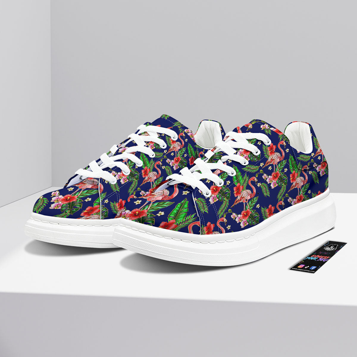 Flamingo Floral Tropical Print Pattern Platform Shoes-grizzshop