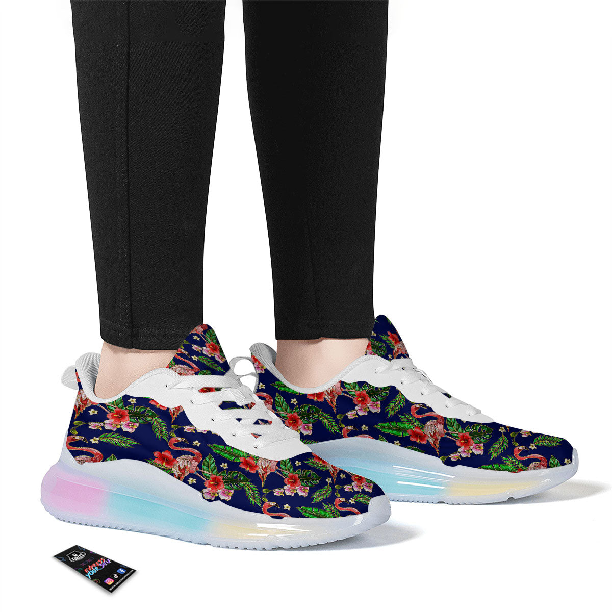 Flamingo Floral Tropical Print Pattern Running Sneakers-grizzshop