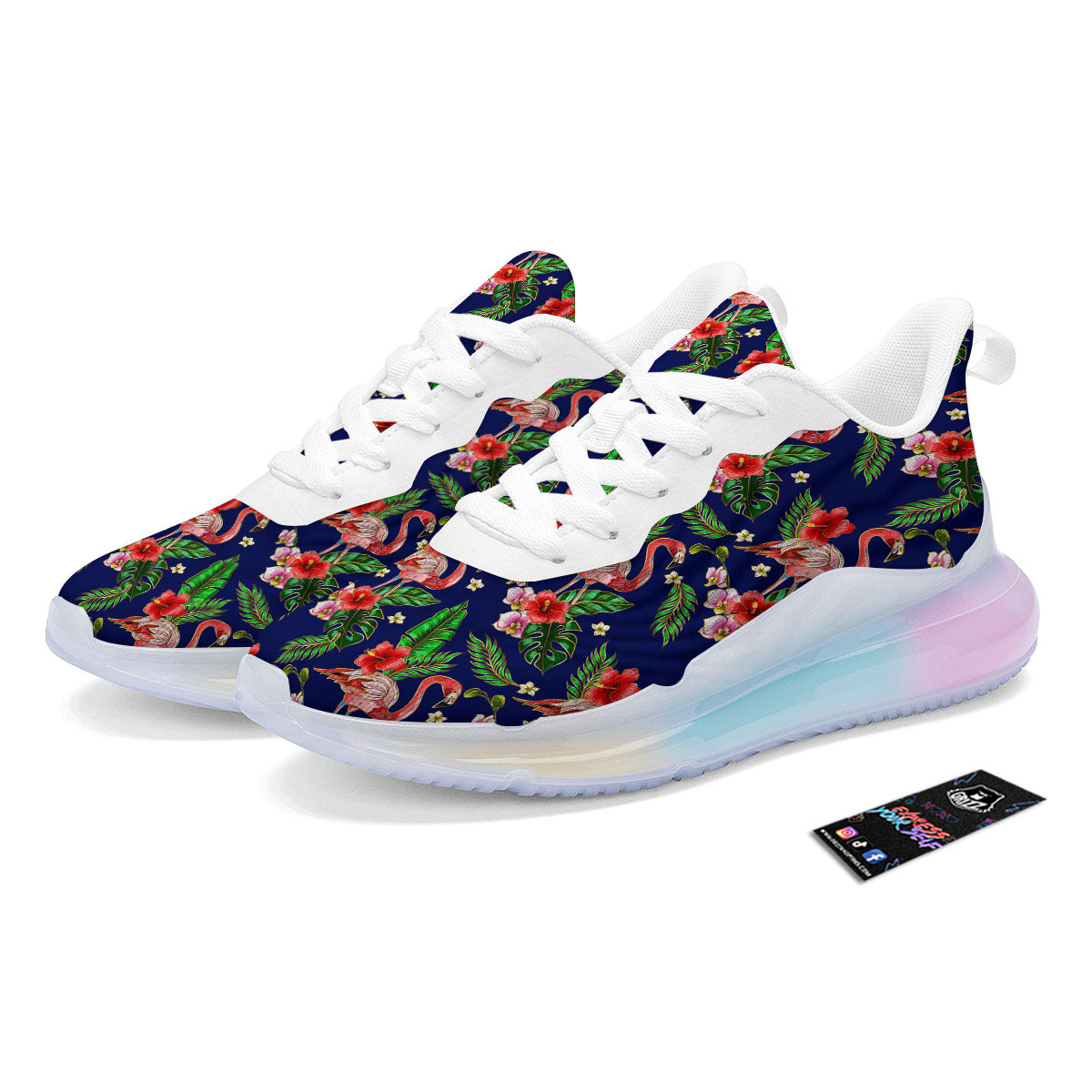 Flamingo Floral Tropical Print Pattern Running Sneakers-grizzshop
