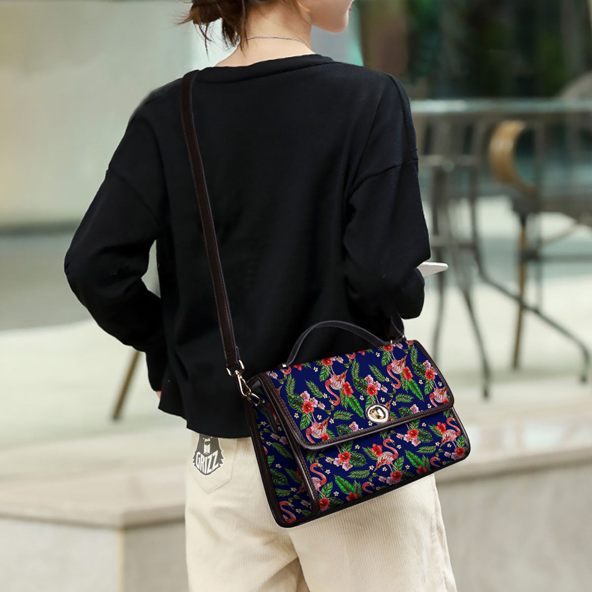 Flamingo Floral Tropical Print Pattern Women's Satchel Bag-grizzshop